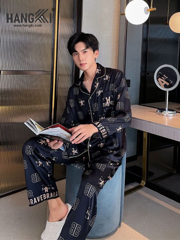 TD97 - Đồ Ngủ Pijama Nam Tay Dài Quần Dài Lụa