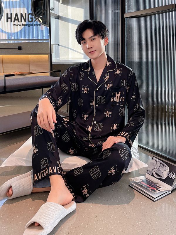 TD97 - Đồ Ngủ Pijama Nam Tay Dài Quần Dài Lụa
