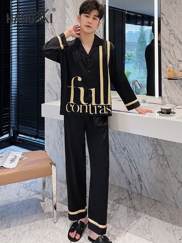 TD98 - Đồ Ngủ Pijama Nam Tay Dài Quần Dài Lụa