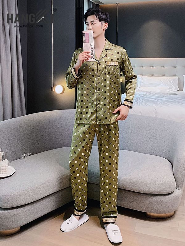 TD99 - Đồ Ngủ Pijama Nam Tay Dài Quần Dài Lụa