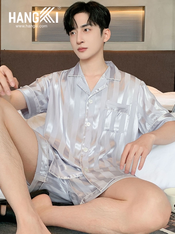 TN04 - Đồ Ngủ Pijama Nam Lụa Ngắn