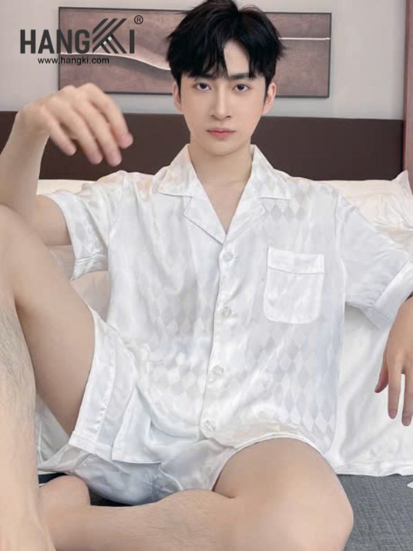 TN07 - Đồ Ngủ Pijama Nam Lụa Ngắn