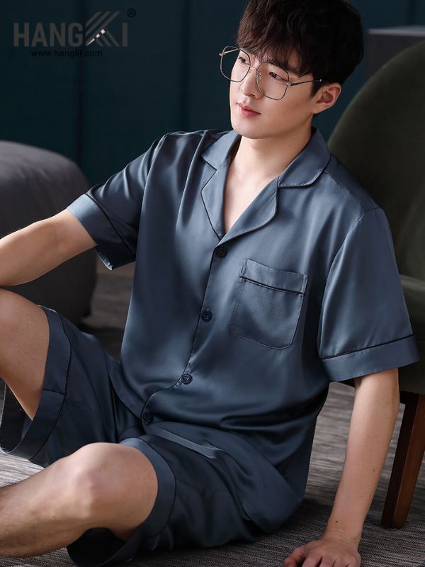 TN09 - Đồ Ngủ Pijama Nam Lụa Ngắn