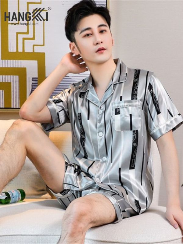 TN12 - Đồ Ngủ Pijama Nam Lụa Ngắn