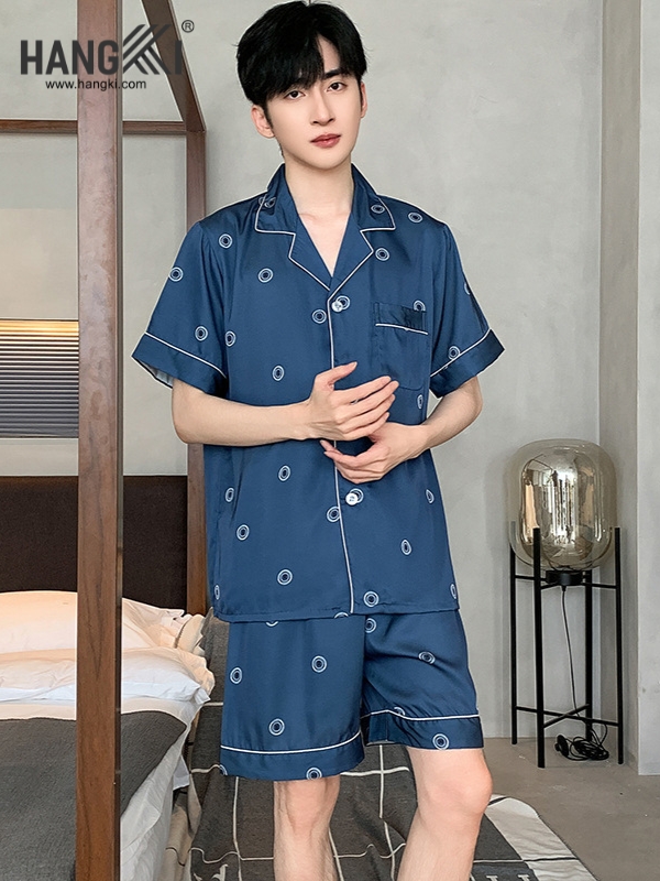 TN53 - Đồ Ngủ Pijama Nam Lụa Ngắn