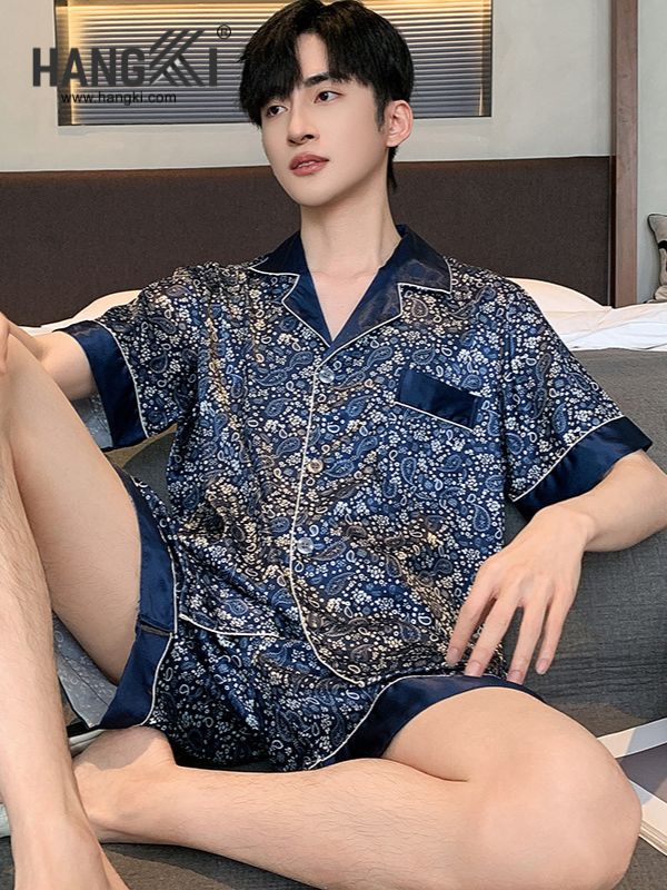 TN63 - Đồ Ngủ Pijama Nam Lụa Ngắn