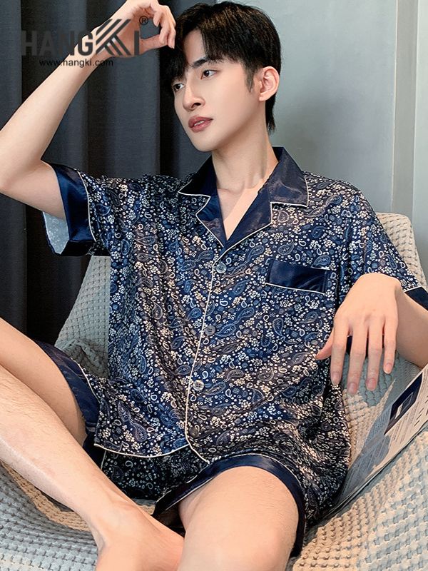 TN63 - Đồ Ngủ Pijama Nam Lụa Ngắn