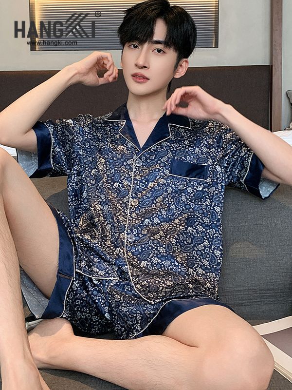 TN63 - Đồ Ngủ Pijama Nam Lụa Ngắn