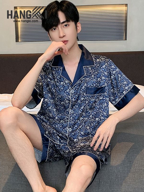 TN63 - Đồ Ngủ Pijama Nam Lụa Ngắn