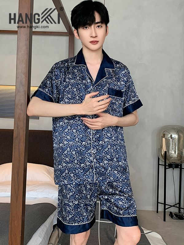 TN63 - Đồ Ngủ Pijama Nam Lụa Ngắn