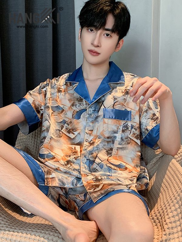 TN64 - Đồ Ngủ Pijama Nam Lụa Ngắn