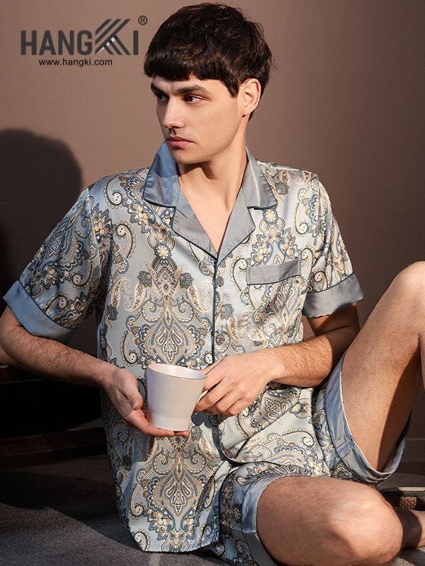 TN68 - Đồ Ngủ Pijama Nam Lụa Ngắn