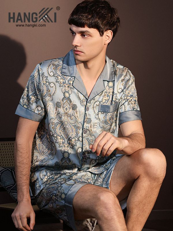 TN68 - Đồ Ngủ Pijama Nam Lụa Ngắn