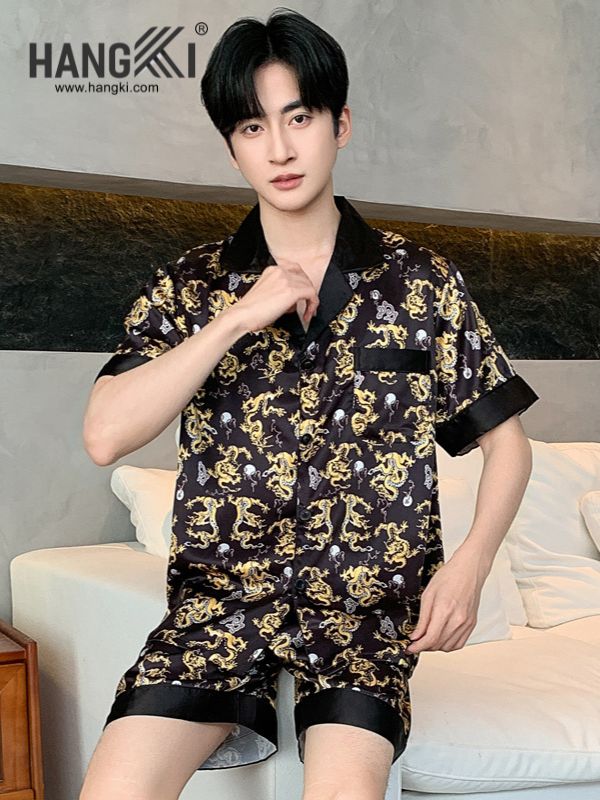 TN75 - Đồ Ngủ Pijama Nam Lụa Ngắn
