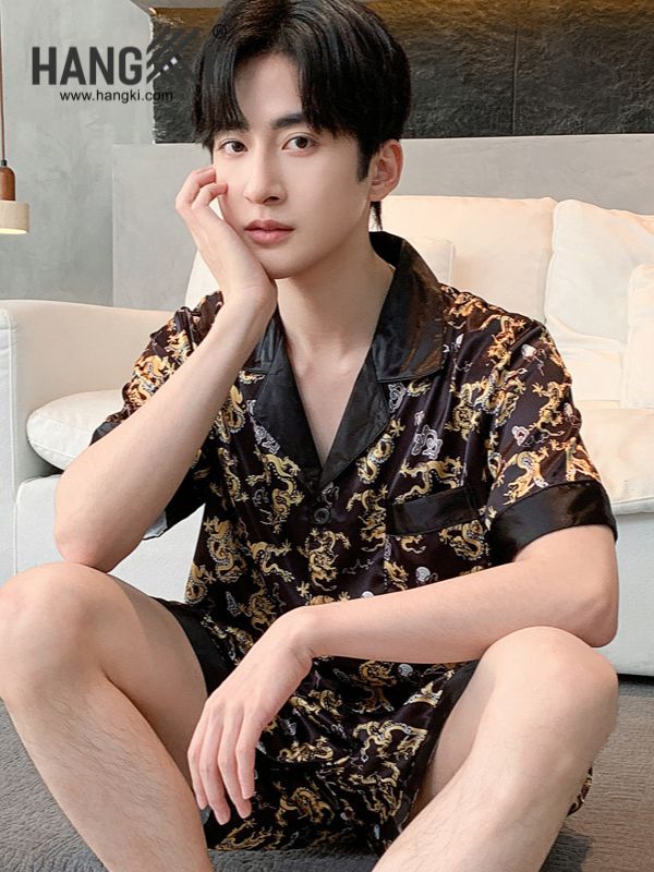 TN75 - Đồ Ngủ Pijama Nam Lụa Ngắn