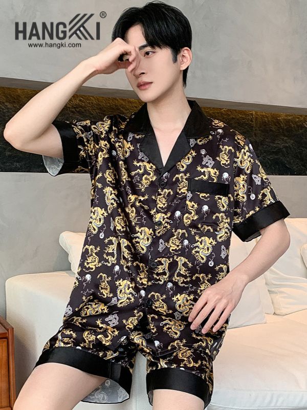 TN75 - Đồ Ngủ Pijama Nam Lụa Ngắn