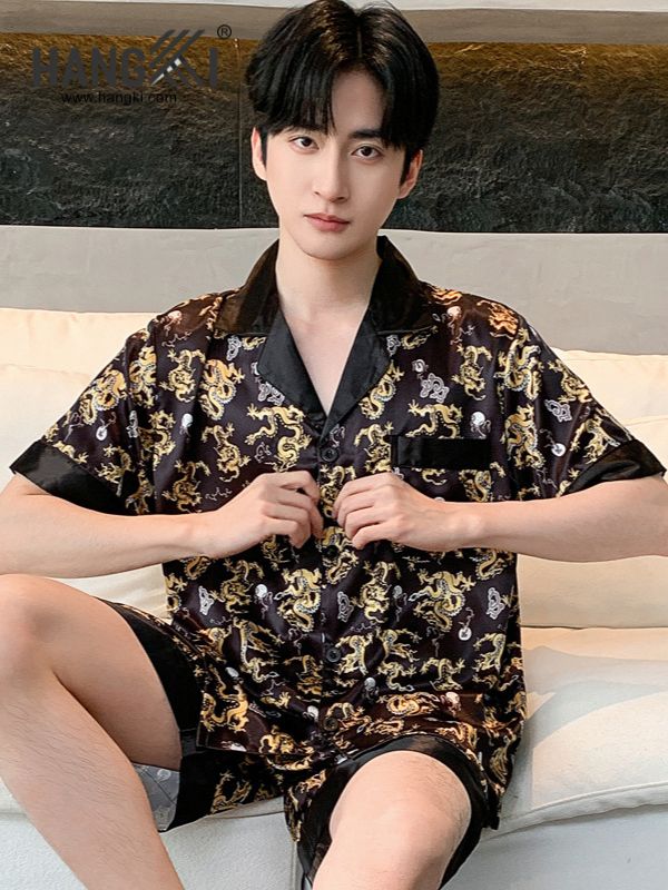 TN75 - Đồ Ngủ Pijama Nam Lụa Ngắn