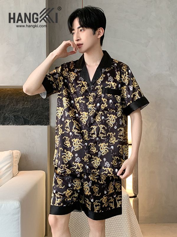TN75 - Đồ Ngủ Pijama Nam Lụa Ngắn