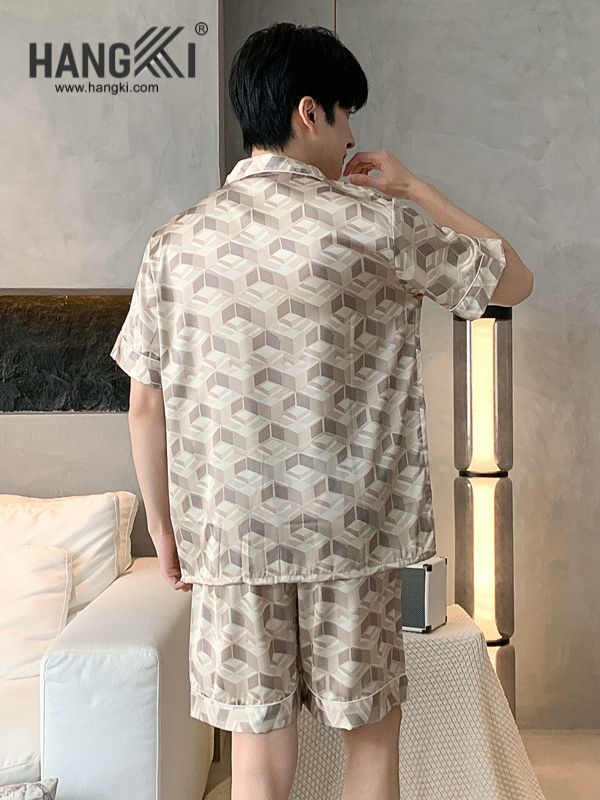 TN76 - Đồ Ngủ Pijama Nam Lụa Ngắn