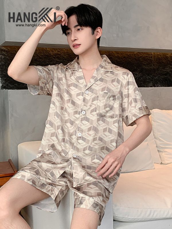TN76 - Đồ Ngủ Pijama Nam Lụa Ngắn
