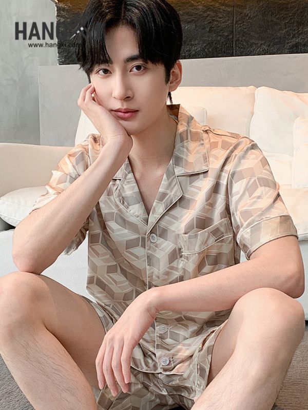 TN76 - Đồ Ngủ Pijama Nam Lụa Ngắn