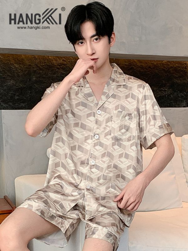 TN76 - Đồ Ngủ Pijama Nam Lụa Ngắn