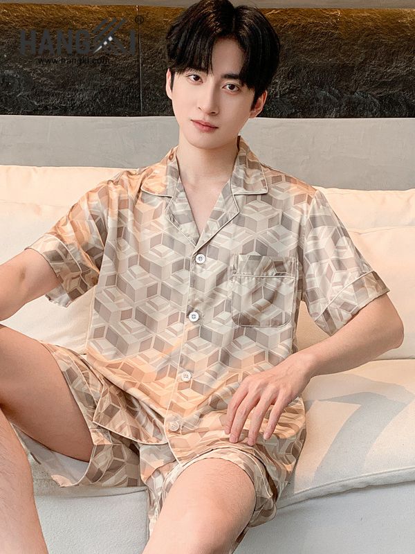 TN76 - Đồ Ngủ Pijama Nam Lụa Ngắn