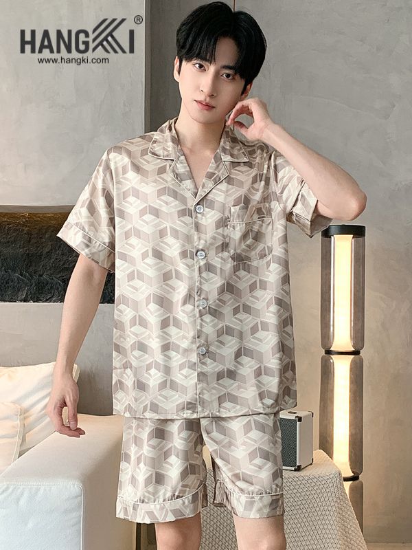 TN76 - Đồ Ngủ Pijama Nam Lụa Ngắn