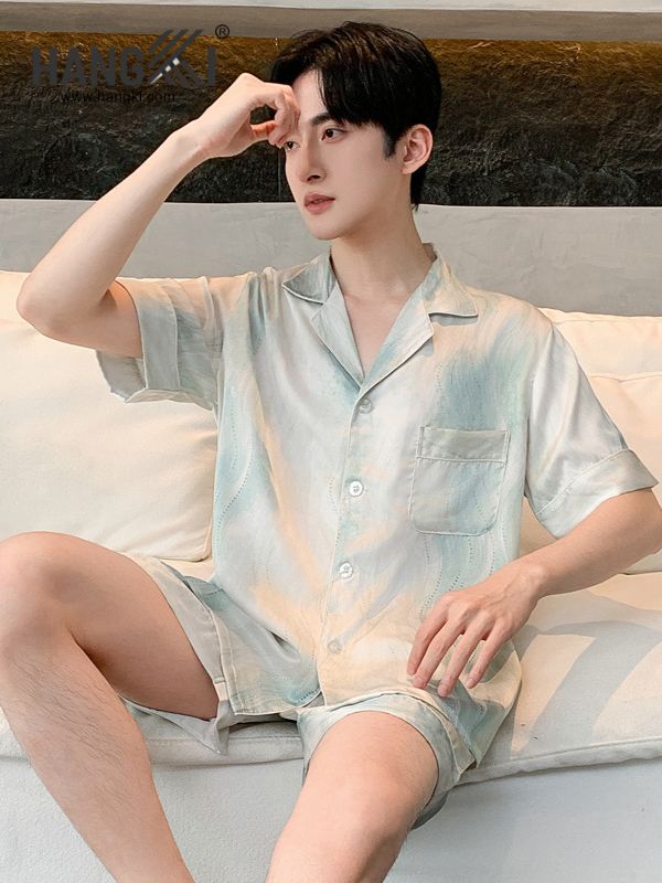 TN79 - Đồ Ngủ Pijama Nam Lụa Ngắn