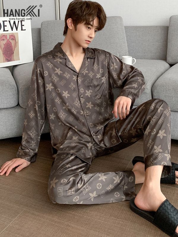Bộ Đồ Ngủ Pijama Nam Nữ dài LV  Set Quần Áo Mặc Ở Nhà Nữ Cực Rẻ Chất Kate  Thái từ 4060kg  Lazadavn